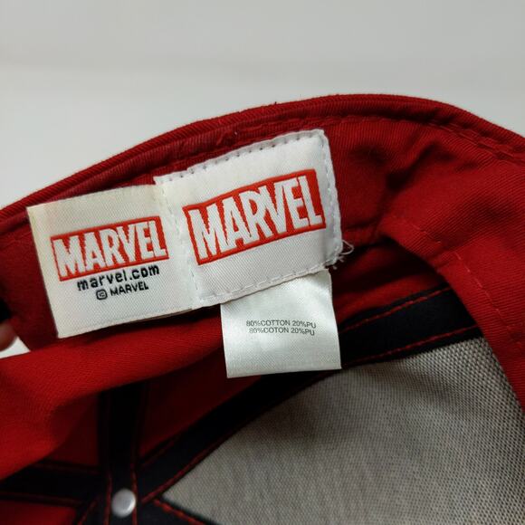 Marvel Deadpool Flat Bill Snapback Hat Embroidered Logo Spell Out Red Black - Picture 10 of 10